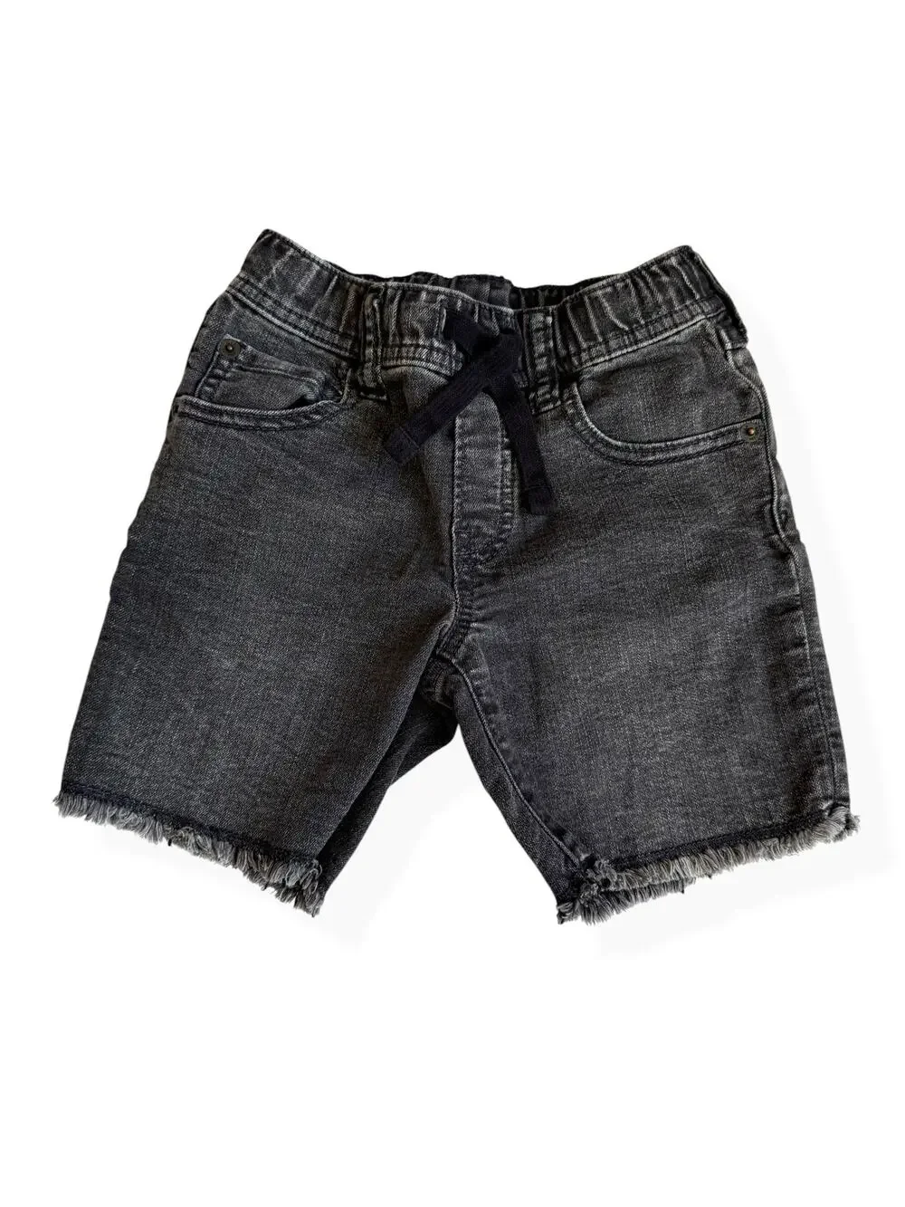 Gap Kids Denim Black Wash Pull On Frayed Hem Jean Shorts 5